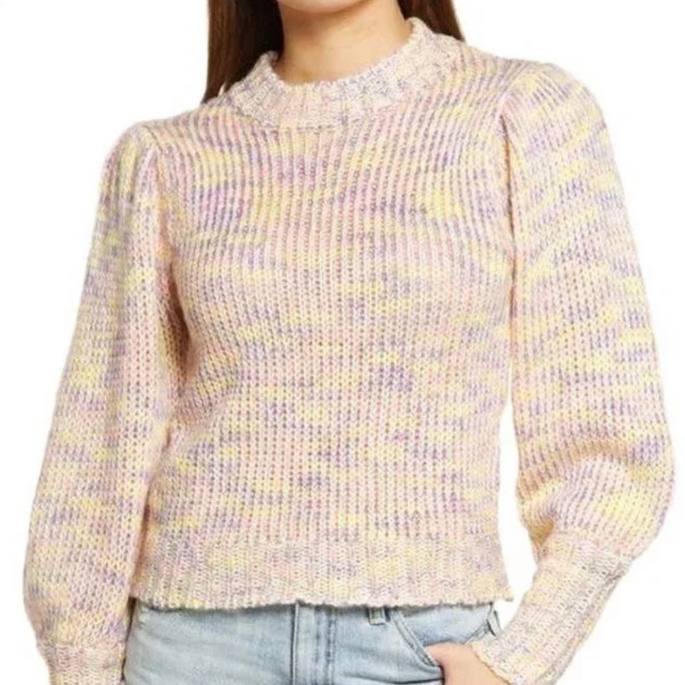 NWT ALL IN FAVOR Small Puff Sleeve Marled
Pastel Knit Sweater